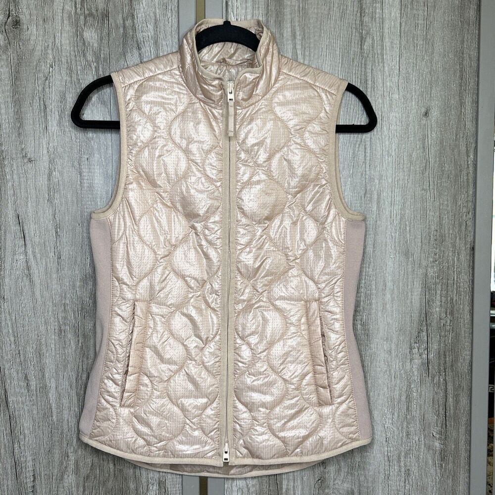 J Crew Rose Gold Vest Quilted‎ Zip Pockets Size XXS